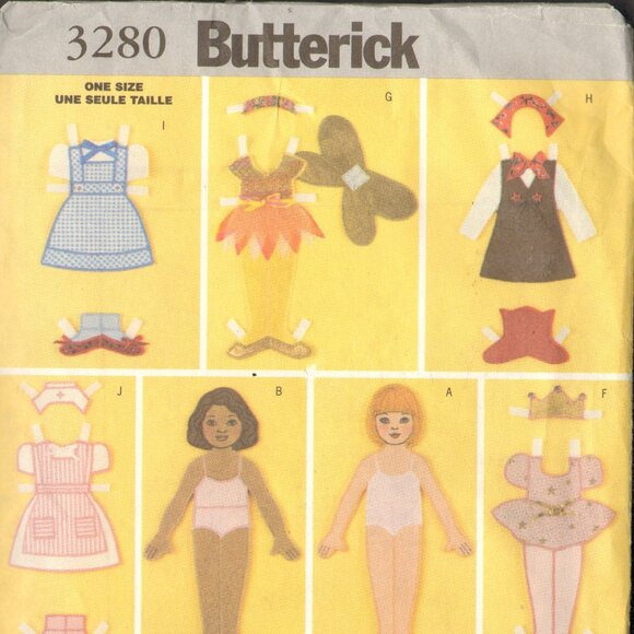 Butterick 3280 Sewing Pattern Fabric Paper Doll & Clothes uncut - Picture 3 of 3